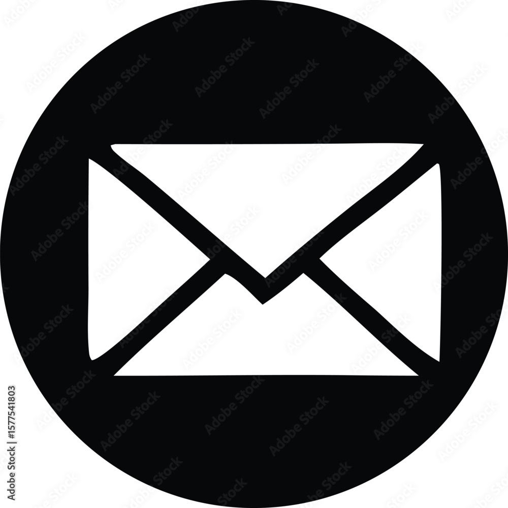 Poster simple black and white icon of an envelope symbol representing communication and correspondence with