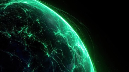 Dynamic green electric energy flowing across earth's surface space
