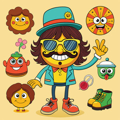 cartoon kids with different emotions