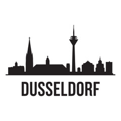 Fototapeta premium Dusseldorf skyline horizontal banner. Dusseldorf, Germany. Vector template for your design. Vector black silhouette. with white background