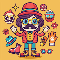 set of funny cartoon characters