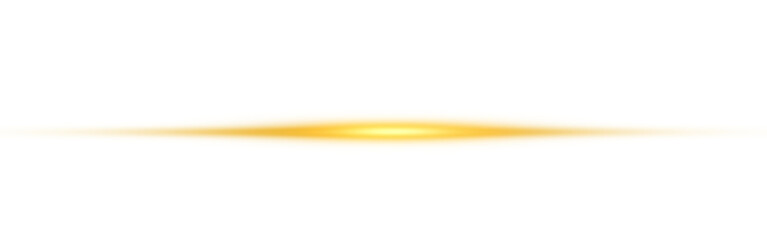 Horizontal Rays of yellow light on transparent background.Glowing Laser Beams png.