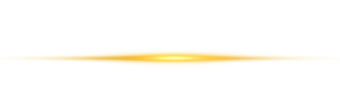 Horizontal Rays of yellow light on transparent background.Glowing Laser Beams png. - Powered by Adobe