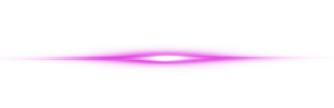 Horizontal Rays of pink light on transparent background.Laser beams png.