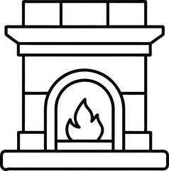 Cozy fireplace line art vector illustration design