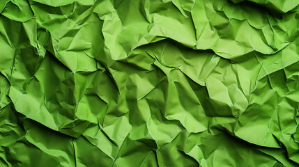 Green crumpled paper texture background, Landscape Green Paper Warp background.