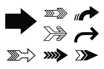 Arrow black icon vector set in flat style