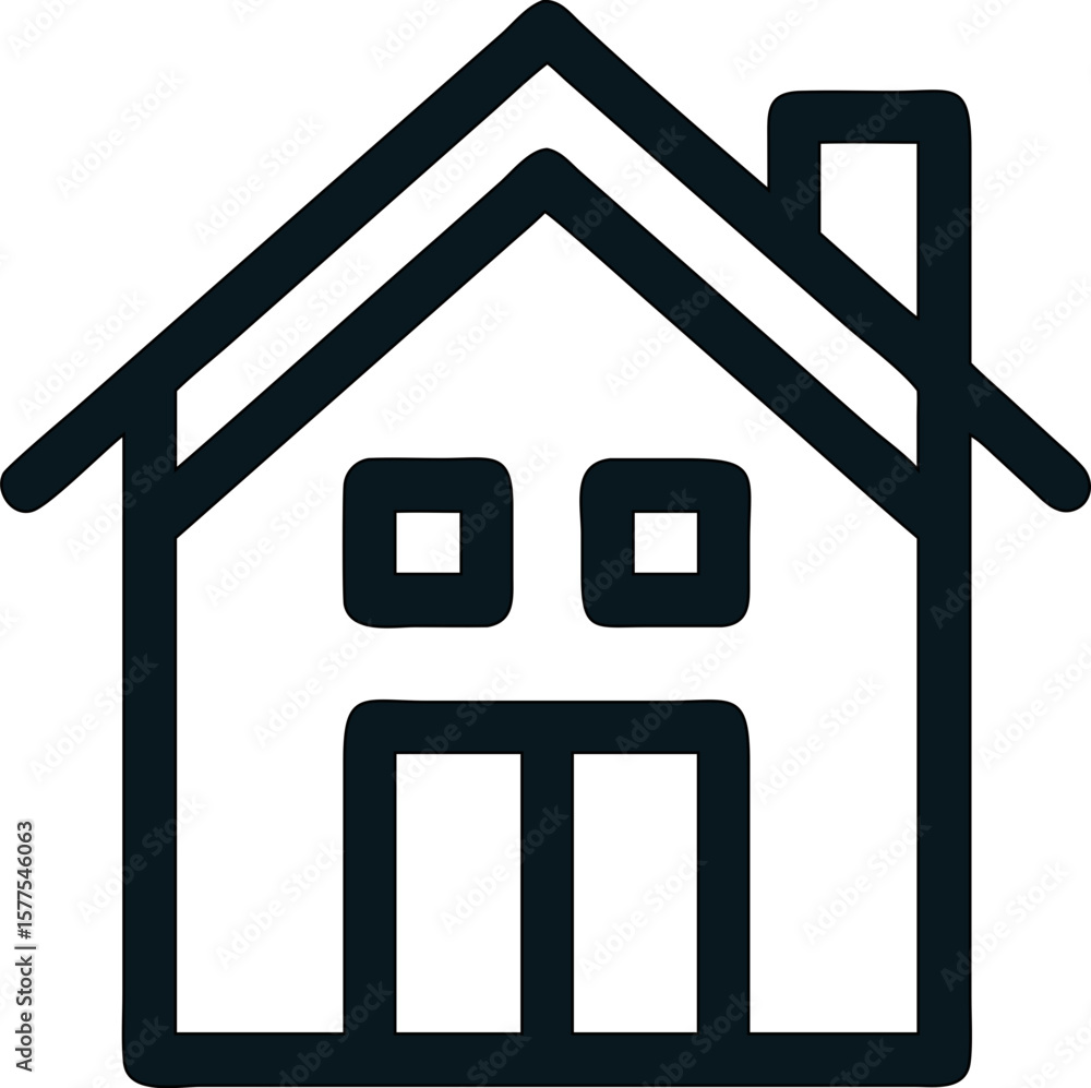 Poster house symbol for ui and web design. outline version. ideal for homepage icons.