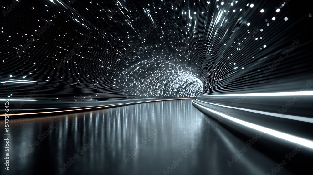 Aufkleber abstract light tunnel futuristic with glowing particles and elegant lines for science and
