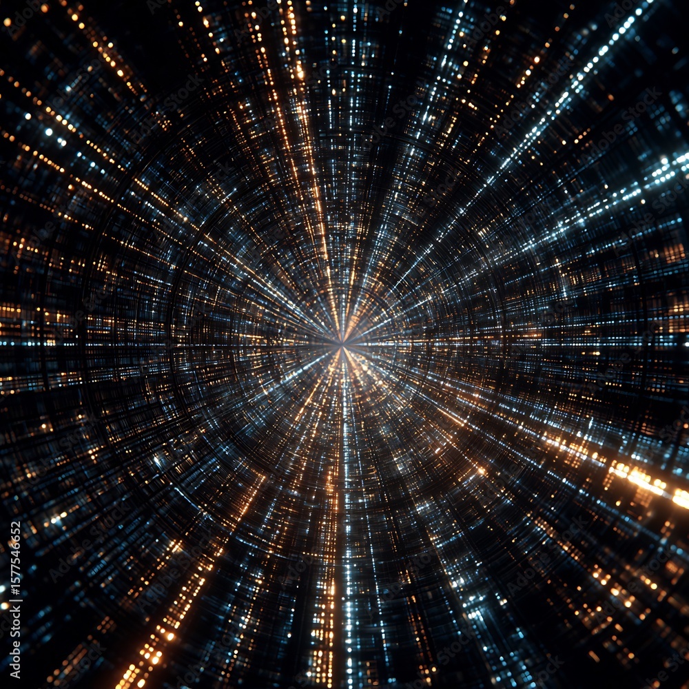 Poster abstract data streams radiating from center showcasing digital information technology