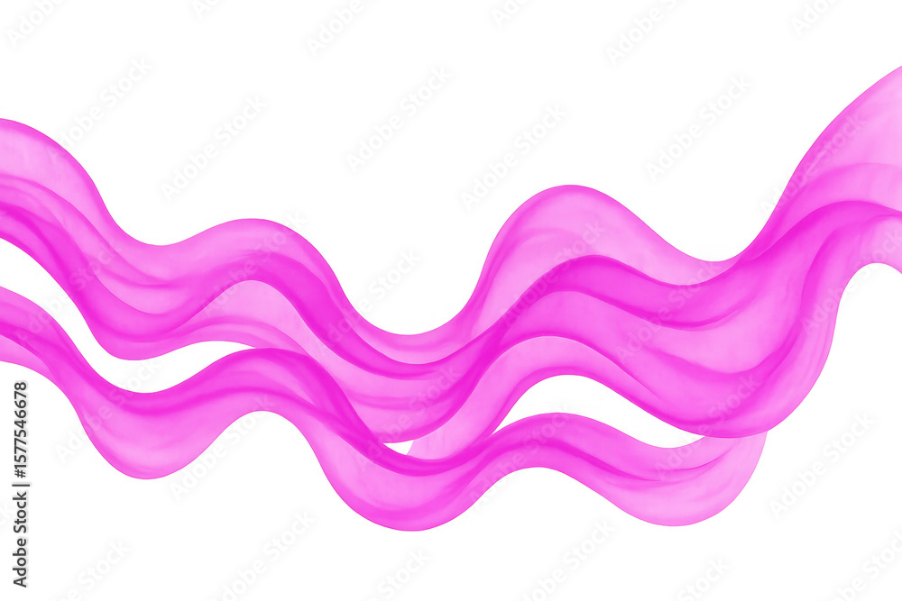 Poster two pink brush strokes creating a wavy pattern on a transparent background, ideal for adding a touch