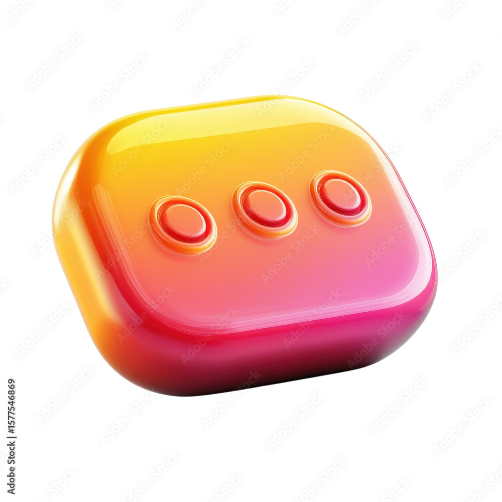 Poster three dots icon glossy sunset color palette ui design element interface on transparent background