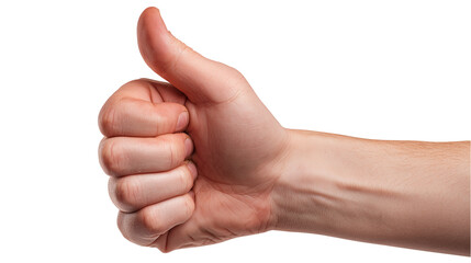 Thumbs up gesture as a symbol of appreciation and inspiration, suitable for training materials and motivational video thumbnail designs, on a transparent background