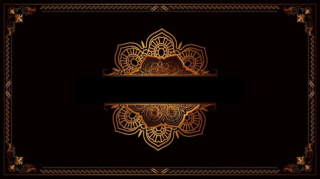 vintage frame with golden ornament alpha channel background