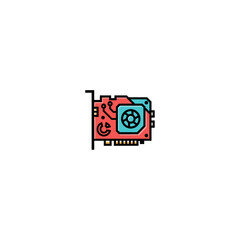 Graphic Card icon logo flat vector design