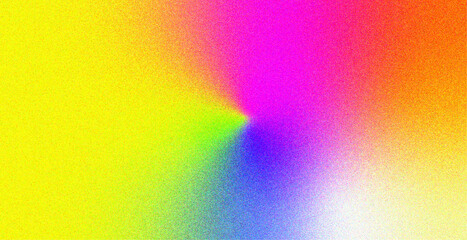 Colorful radial gradient background with grainy noise texture.