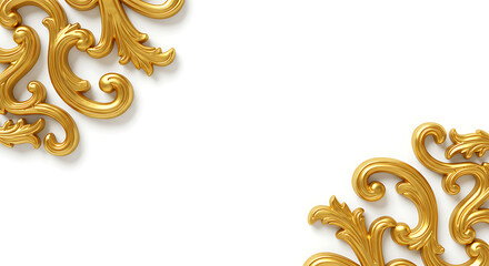 Ornate gold corner embellishments on a white background.