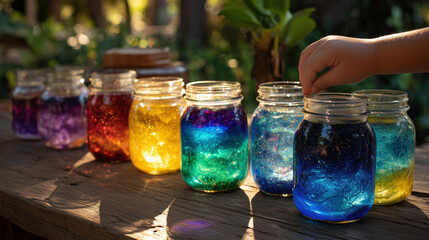 Hands-on colorful gel experiment outdoor setting creative activity