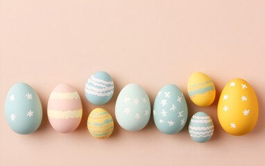 Obraz premium Pastel Easter Eggs Festive Spring Decor Background