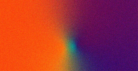 Vibrant grainy gradient background in red and purple tones with soft cyan center.
