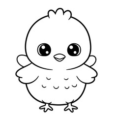 Obraz premium Cute cartoon bird character with big eyes and round body 