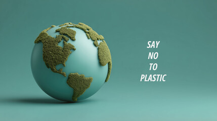 Say no to plastic earth day campaign global awareness 3d art