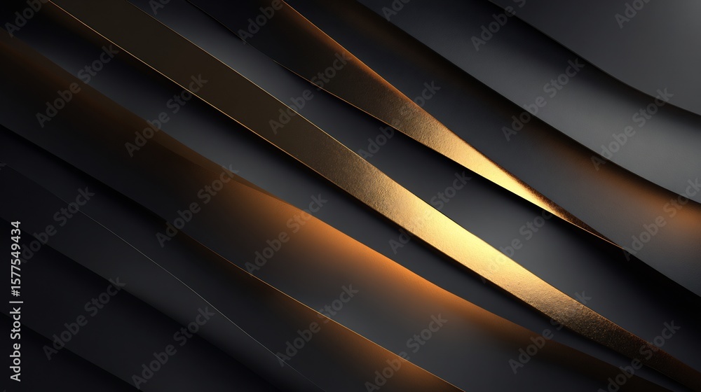 Poster elegant and dynamic abstract background with black and gold metallic waves for creative use