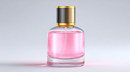 Elegant perfume bottle with a pink fragrance and a stylish design. This image captures the essence of luxury and beauty