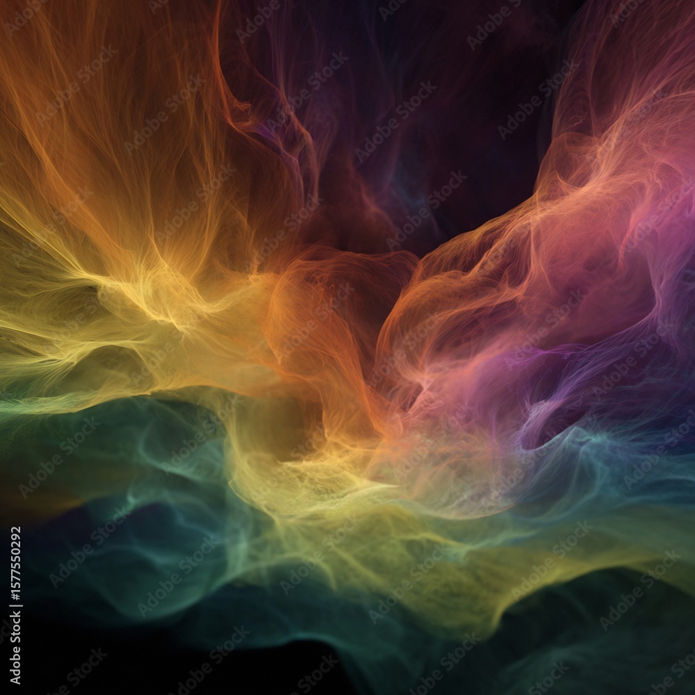 Poster abstract ethereal colorful smoke background with vibrant gradients and flowing textures