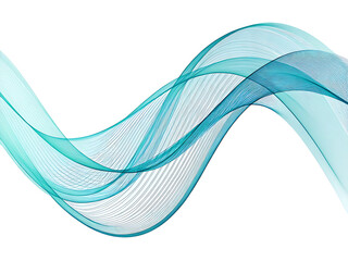 Abstract turquoise and teal wavy lines flowing across a white background creating a smooth and dynamic design