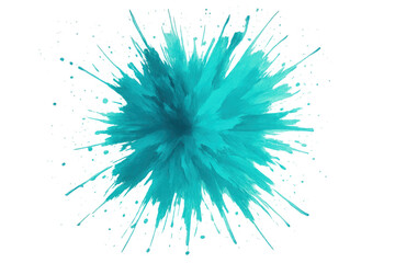 Obraz premium Turquoise paint is exploding and splashing on a transparent background, creating a vibrant and dynamic visual effect