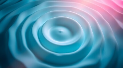 A calming and abstract image featuring concentric ripples in shades of light blue and white, highlighted by a soft pink glow, creating a serene and dynamic pattern