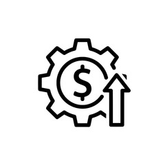 gear with dollar sign and upward arrow symbolizing financial growth