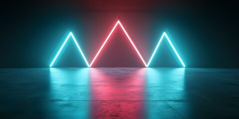 Neon Triangle Lights Futuristic Glowing Abstract Background