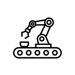 Fototapeta premium Industrial robotic arm assembling components on conveyor belt