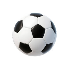 Fototapeta premium Classic black and white soccer ball with pentagonal and hexagonal panels isolated on transparent background