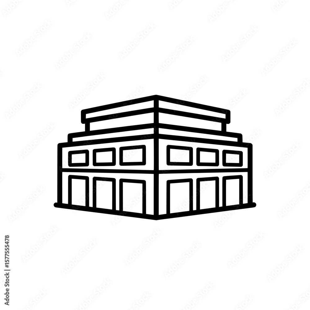 Poster Modern building with multiple floors and large windows