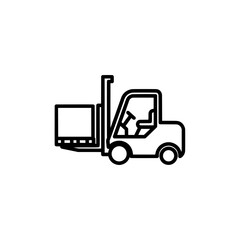 Fototapeta premium Outline of a forklift truck with a pallet for industrial transportation
