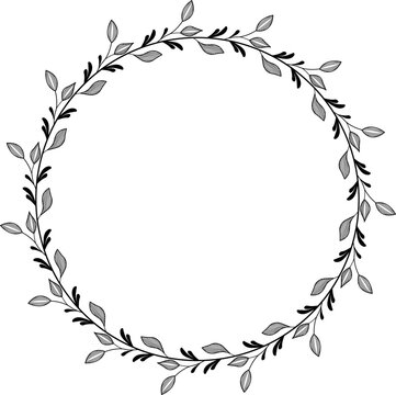 Hand Drawn Leaf Wreath Vector
