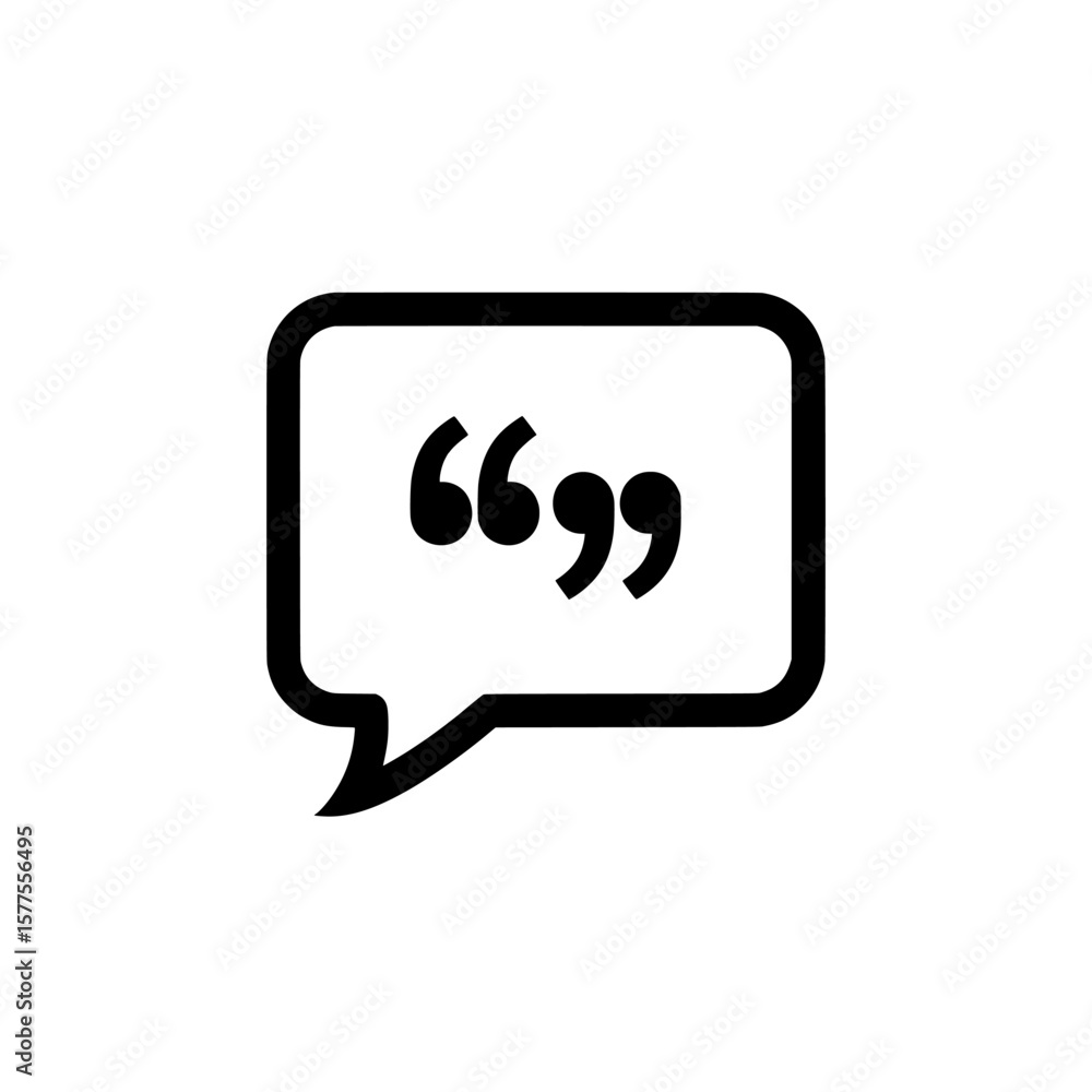 Poster speech bubble icon with quotation marks for dialogue or communication