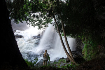 Landscape photo of waterfall in forest