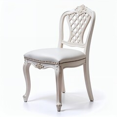 Elegant antique chair with intricate details displaying ornamental design, on white background