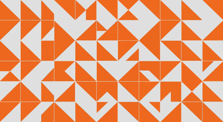 Vibrant Geometric Mosaic Abstract Triangle Pattern in Orange and White for Modern Backgrounds and Designs