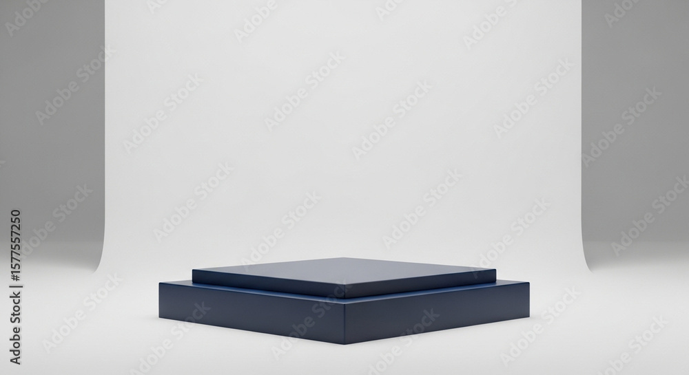 Poster minimalist presentation stage showcases a product in a modern studio setting with soft lighting and 