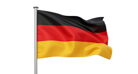 German Flag Waving on White Background