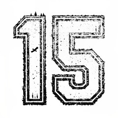 Modern Black and White Stylized Number 15 Illustration with Edgy Graphic Design
