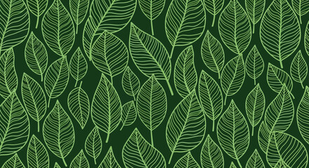 Leafy Green Vector Seamless Pattern of Botanical Foliage for Backgrounds, Crafts, and Nature-Inspired Designs