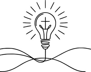 Illuminated light bulb with a christian cross inside symbolizes divine inspiration and new ideas