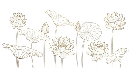 Elegant Lotus Flower Line Art Illustration A Serene Botanical Design for Digital and Print Projects