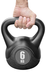 Hand hold black kettlebell 6 Kg.